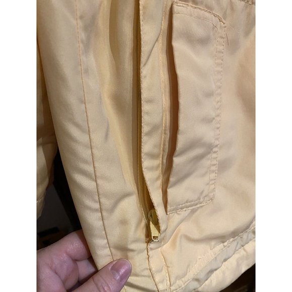 Tudor Court Yellow Windbreaker Rain Jacket Pockets Button Front Removable Hood - Picture 5 of 9